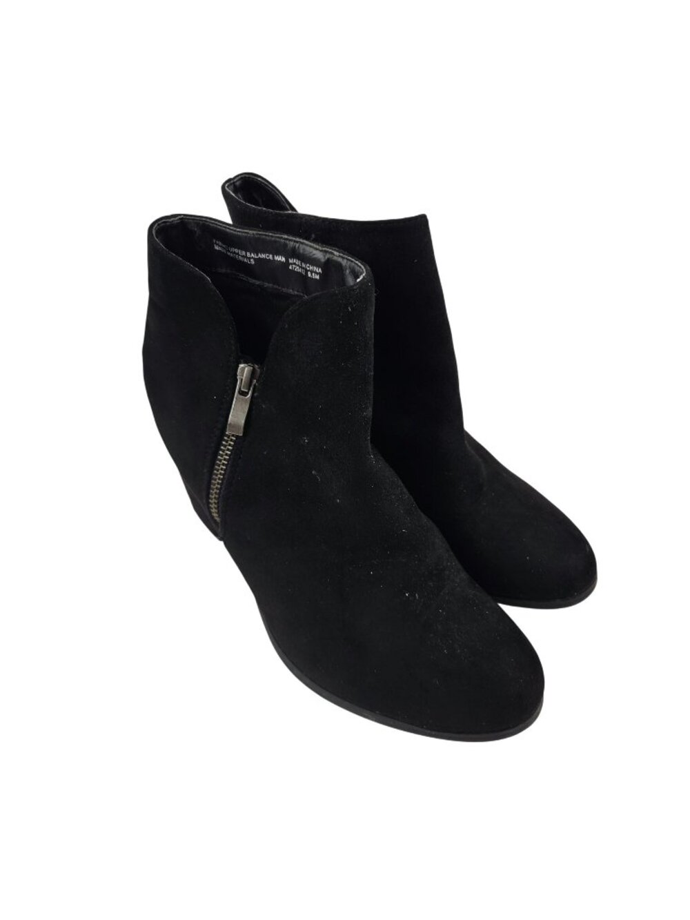 Diba Ankle Boots Womens Size 9.5 Black Faux Suede Zip Closure Block Heel